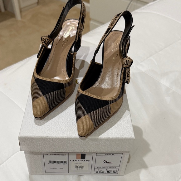 Dior Shoes - Dior Black and Tan Check Heels